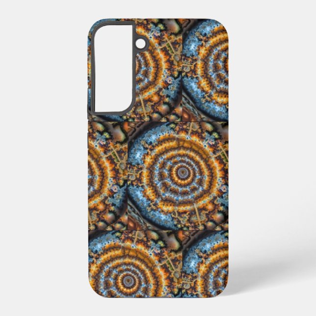 Funda Para Samsung Galaxy blue and gold fractal swirl (Reverso )
