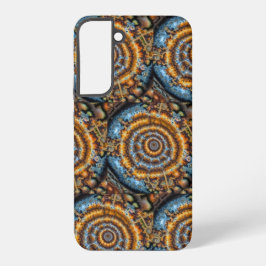 Funda Para Samsung Galaxy S22+ blue and gold fractal swirl samsung galaxy case
