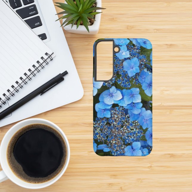 Funda Para Samsung Galaxy Blue Lacecap Hydrangea Blooms Floral (In Situ)
