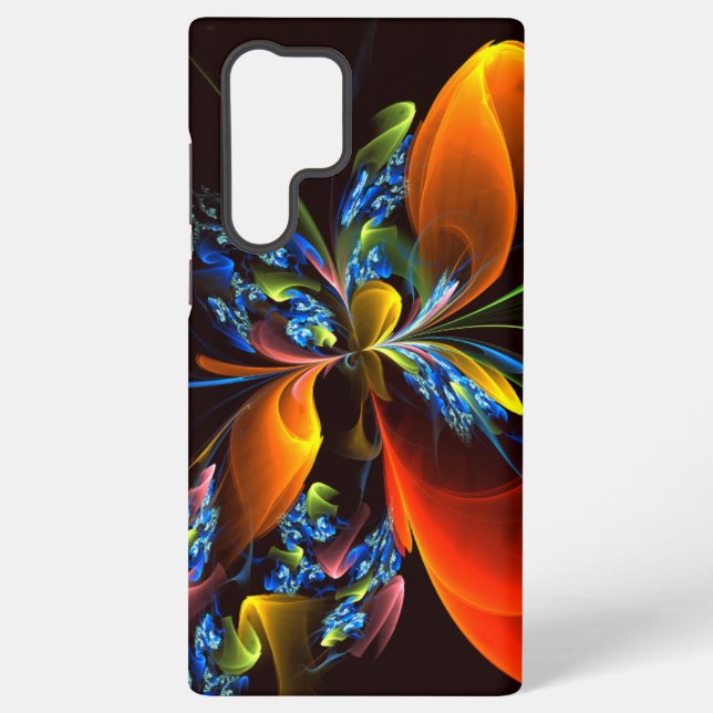 Funda Para Samsung Galaxy Blue Orange Floral Modern Abstract Art Pattern #03 (Reverso )