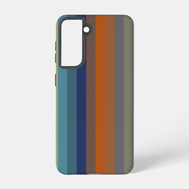 Funda Para Samsung Galaxy Blue, orange, green, and gray stripes (Reverso )