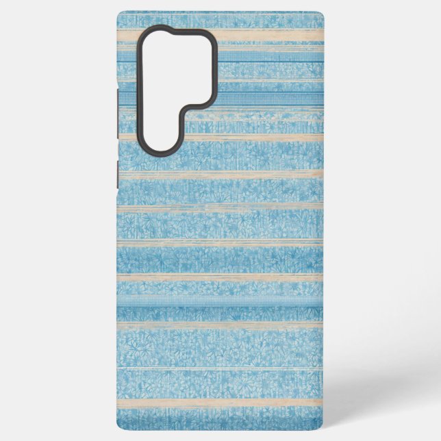Funda Para Samsung Galaxy Blue Patchwork Stripe Phone Case (Reverso )