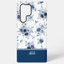 Funda Para Samsung Galaxy S22 Ultra Blue Watercolor Roses MagSafe Tough