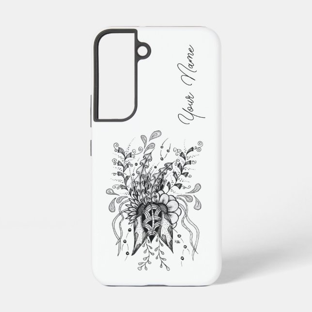 Funda Para Samsung Galaxy Blüte Zen Doodle Art, schwarz-weiß  -  (Reverso )