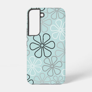 Funda Para Samsung Galaxy S22 Bocetos de flores grandes abstractas BWG + azul de