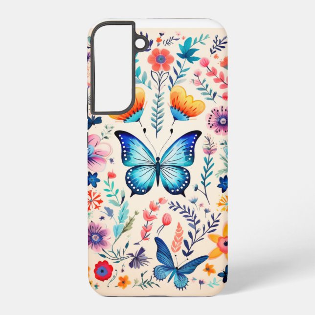 Funda Para Samsung Galaxy Boho Butterfly y Wildflower Garden (Reverso )