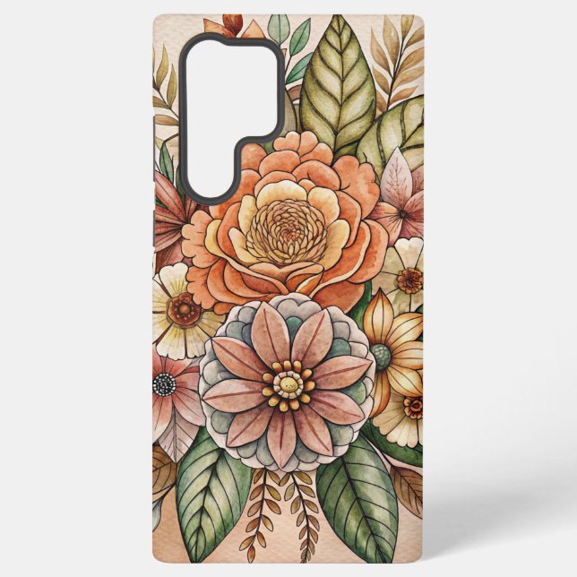 Funda Para Samsung Galaxy Boho Floral Earth Tones Samsung Galaxy Funda (Reverso )