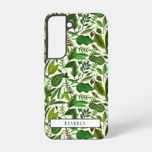 Funda Para Samsung Galaxy S22 Botánica verde monograma moderno