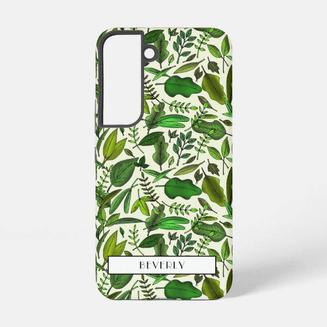 Funda Para Samsung Galaxy Botánica verde monograma moderno (Reverso )