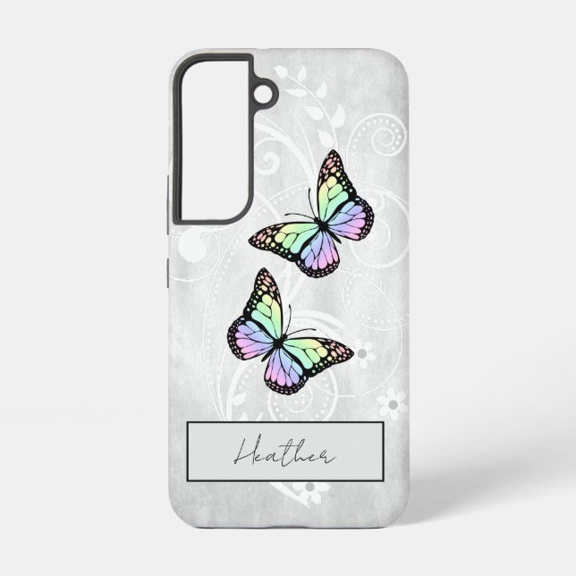 Funda Para Samsung Galaxy Brillantes mariposas arcoiris (Reverso )