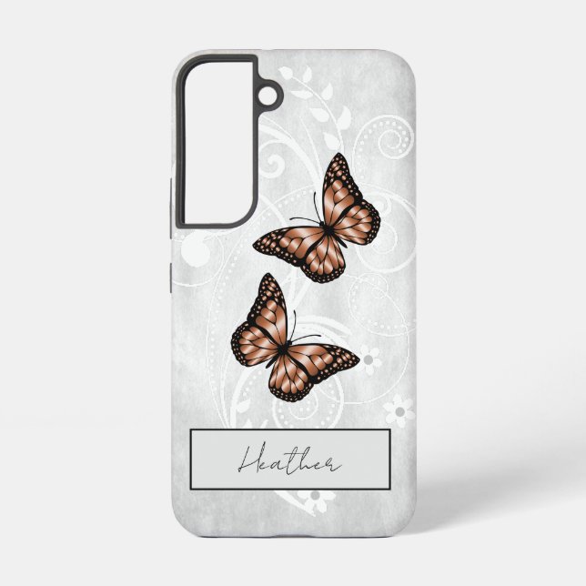 Funda Para Samsung Galaxy Brillantes mariposas de cobre (Reverso )