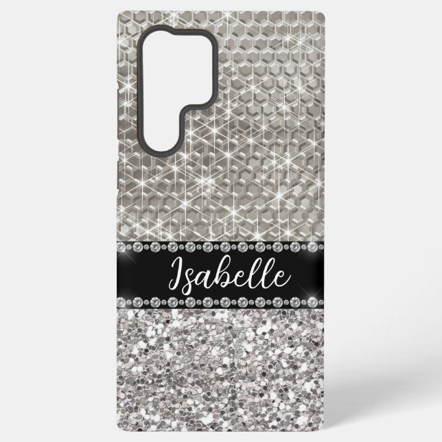 Funda Para Samsung Galaxy Brillo Plateado Lujo Personalizado Metal (Reverso )