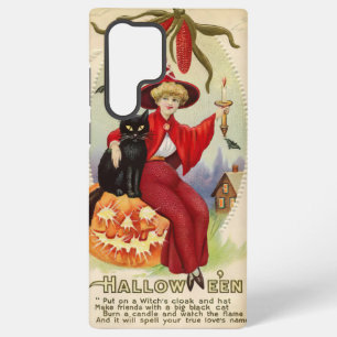 Funda Para Samsung Galaxy S22 Ultra Bruja de Halloween vintage y gato negro