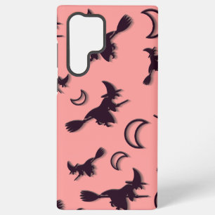 Funda Para Samsung Galaxy S22 Ultra Bruja volando entre media luna en la noche de Hall