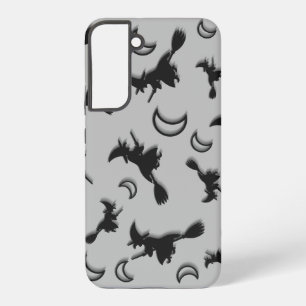 Funda Para Samsung Galaxy S22+ Bruja volando entre media luna en noche de Hallowe