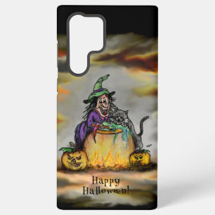 Funda Para Samsung Galaxy S22 Ultra Bruja y gato negro, ¡Feliz Halloween!