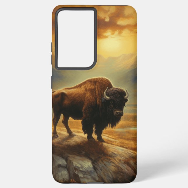 Funda Para Samsung Galaxy Buffalo Bison Sunset Silhouette (Reverso )