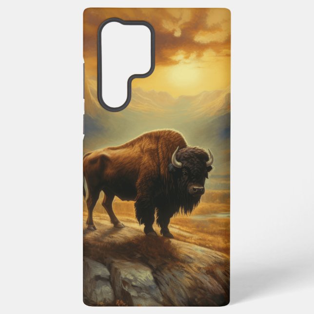 Funda Para Samsung Galaxy Buffalo Bison Sunset Silhouette (Reverso )