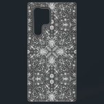 Funda Para Samsung Galaxy S22 Ultra Bugs, blanco roto sobre negro<br><div class="desc">Patrón simétrico dibujado a mano con varios insectos,  mariposas y arañas</div>