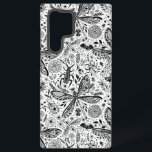 Funda Para Samsung Galaxy S22 Ultra Bugs de garabatos en azul oscuro<br><div class="desc">Variedad dibujada a mano de insectos y flores en blanco y negro</div>