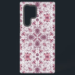 Funda Para Samsung Galaxy S22 Ultra Bugs, magenta oscuro y rosa sobre blanco<br><div class="desc">Patrón simétrico dibujado a mano con varios insectos,  mariposas y arañas</div>