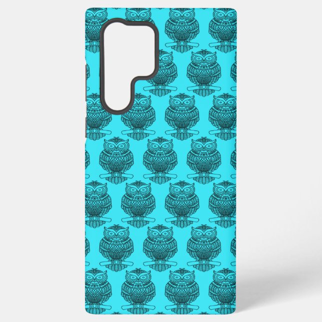 Funda Para Samsung Galaxy Búho (azul neón) - Funda Samsung (Reverso )