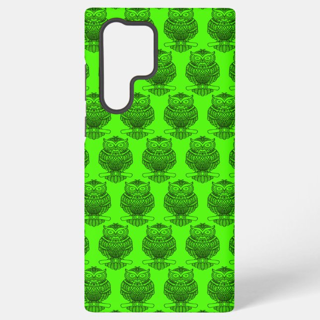 Funda Para Samsung Galaxy Búho (verde neón) - Funda Samsung (Reverso )