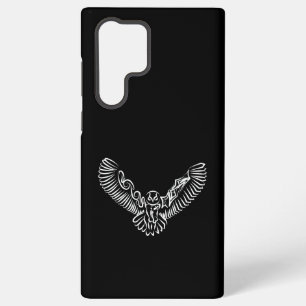 Funda Para Samsung Galaxy S22 Ultra Búho Volador Tribal Blanco y Negro
