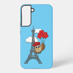 Funda Para Samsung Galaxy S22+ Búho volando con globos de corazón en París