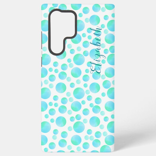 Funda Para Samsung Galaxy Burbujas azules verde azuladas nombre personalizad (Reverso )