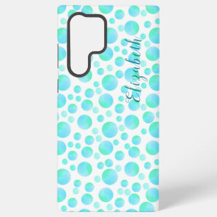 Funda Para Samsung Galaxy S22 Ultra Burbujas Azules Verdes Verano Nombre Personalizado