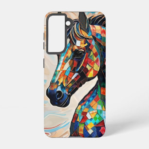 Funda Para Samsung Galaxy S21 Caballo de mosaico de vidrio trenzado Multicolor 1