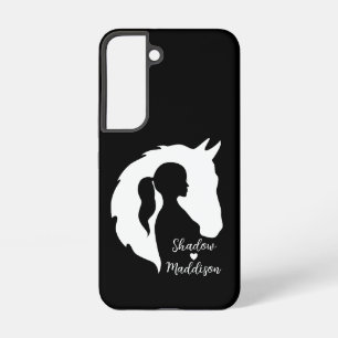 Funda Para Samsung Galaxy S22 Caballo y chica silueta amante de los caballos cor