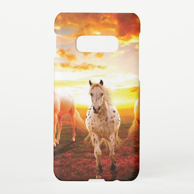 Funda Para Samsung Galaxy Caballos al atardecer lanzando almohada (Reverso)