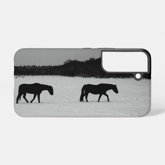 Funda Para Samsung Galaxy Caballos con sgcnm de nieve (Reverso Horizontal)