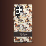 Funda Para Samsung Galaxy S22 Ultra Caballos de atardecer<br><div class="desc">Funda de Samsung: Eleva tu Samsung con el Funda Whimsical Wild Horses Samsung. Los tonos vivos, aunque mullidos, de naranja, azul y amarillo se combinan con unos tonos marrones tierra para crear un diseño a la vez elegante y funcional. Personalízalo con tu nombre o iniciales en el banner marrón para...</div>