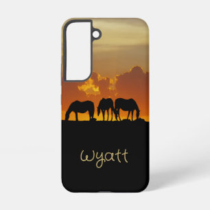 Funda Para Samsung Galaxy S22 Caballos Hermosos en Atardecer Tarde Nombre Person