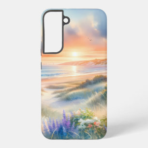 Funda Para Samsung Galaxy S22+ Cabaña Costera Atardecer Dunas Acuarela