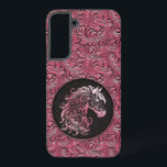 Funda Para Samsung Galaxy S22  Cabeza de caballo de cuero con herramientas de cue<br><div class="desc">Diseño de cuero con herramientas de cuero color vaquero rosa con cabeza de caballo floral,  diseño de cuero de estilo occidental. Disponible en más colores. Para los amantes de los caballos,  los ecuestres.</div>