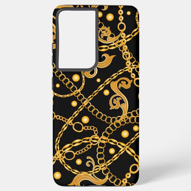 Funda Para Samsung Galaxy Cadena Dorada Patrón Elegante (Reverso )
