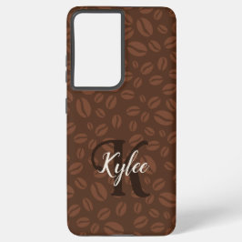 Funda Para Samsung Galaxy S21 Ultra Café Beans Marrón Imprimir Monograma Nombre Teléfo