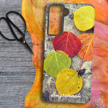 Funda Para Samsung Galaxy S21 Caída colorida Aspen deja foto personalizada<br><div class="desc">Este diseño presenta una fotografía de la colorida caída de hojas de Aspen sobre piedra con y el texto de la plantilla. Personalice o quite el texto de la plantilla o haga clic en personalizar para seleccionar un estilo de fuente, tamaño y color que prefiera. También puede agregar este diseño...</div>