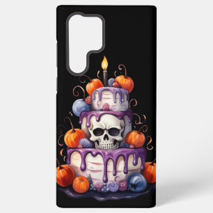 FUNDA PARA SAMSUNG GALAXY S22 ULTRA CAKE PURPLE LAYER HALLOWEEN, NARANJA ESPOOKY