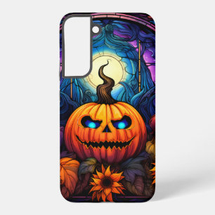 FUNDA PARA SAMSUNG GALAXY S22+ CALABAZA CON ROSTRO DE MOSAICO DE COLORES VIVOS