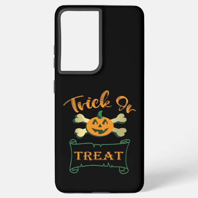 Funda Para Samsung Galaxy Calabaza de Halloween con truco o tratar cruces (Reverso )