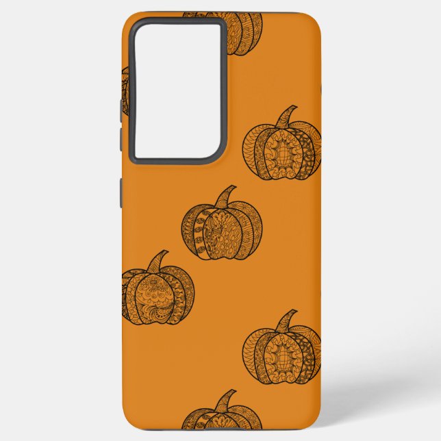 Funda Para Samsung Galaxy Calabaza inspirada en Halloween boho Zentangle ® d (Reverso )