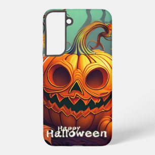 Funda Para Samsung Galaxy S22+ Calabaza naranja espeluznante con cara, Halloween