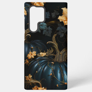 FUNDA PARA SAMSUNG GALAXY S22 ULTRA CALABAZAS DE HALLOWEEN GÓTICAS AZULES Y DORADAS ES