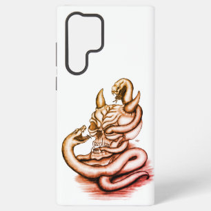 Funda Para Samsung Galaxy S22 Ultra Calavera - Cabeza de diablo con serpiente