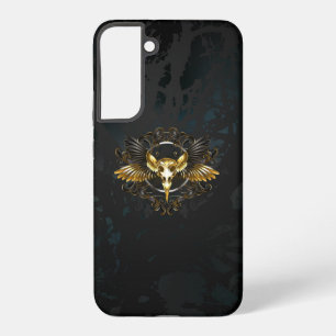 Funda Para Samsung Galaxy S22+ Calavera de pájaro dorada sobre fondo negro